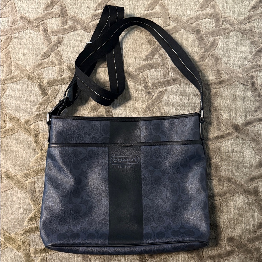 Coach Men's Navy and Black Messenger Bag